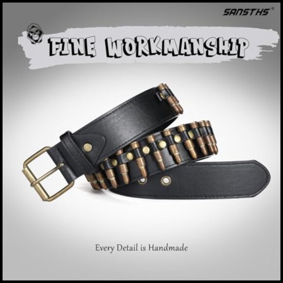 Faux Leather Studded Rivet Belt with Metal Buckle Unisex Gothic Punk main image 4
